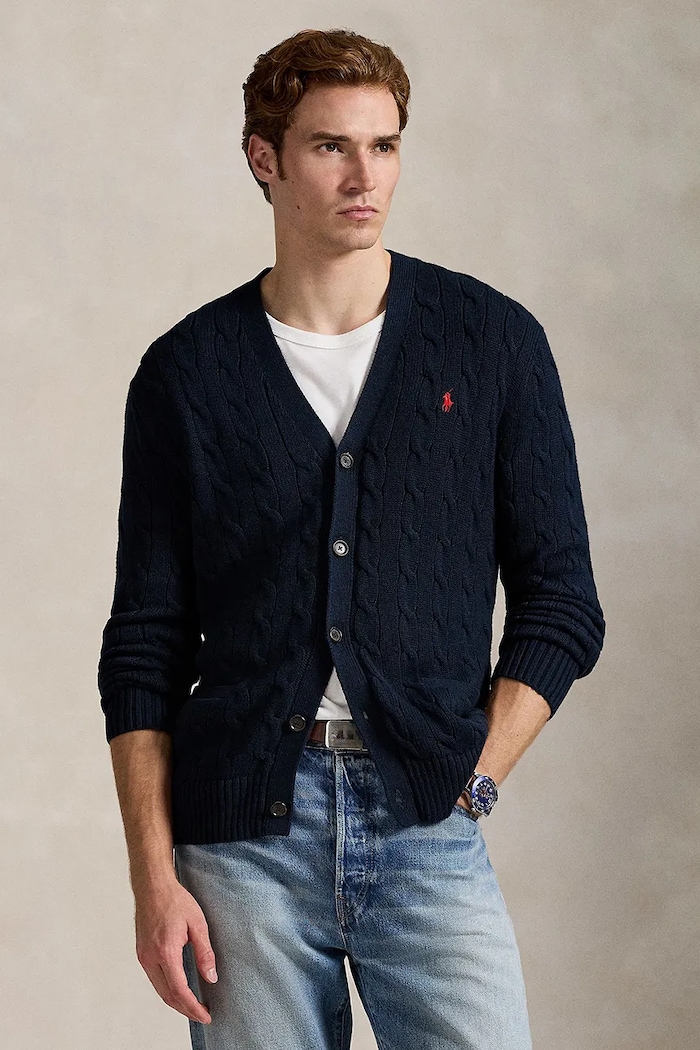 Polo Ralph Lauren cotton cardigan medium thickness navy 710890548