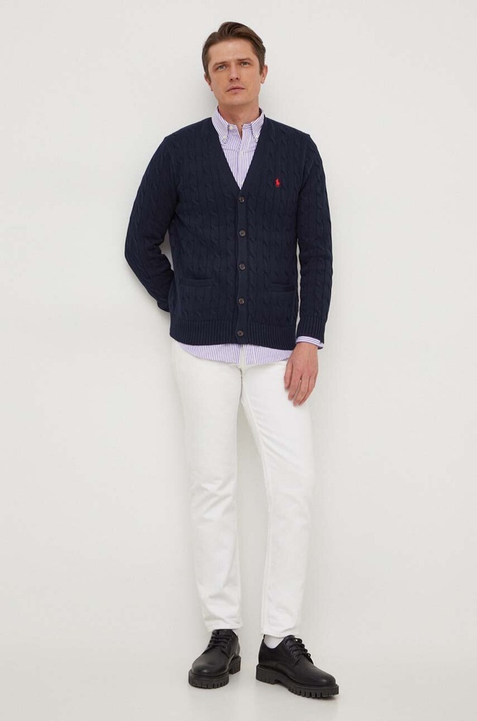 Βαμβακερή ζακέτα Polo Ralph Lauren 710890548 σκούρο μπλε SS24