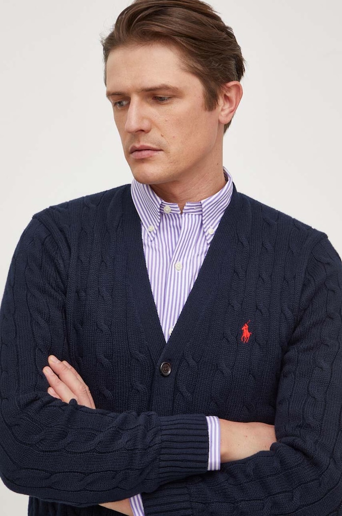Βαμβακερή ζακέτα Polo Ralph Lauren σκούρο μπλε 710890548