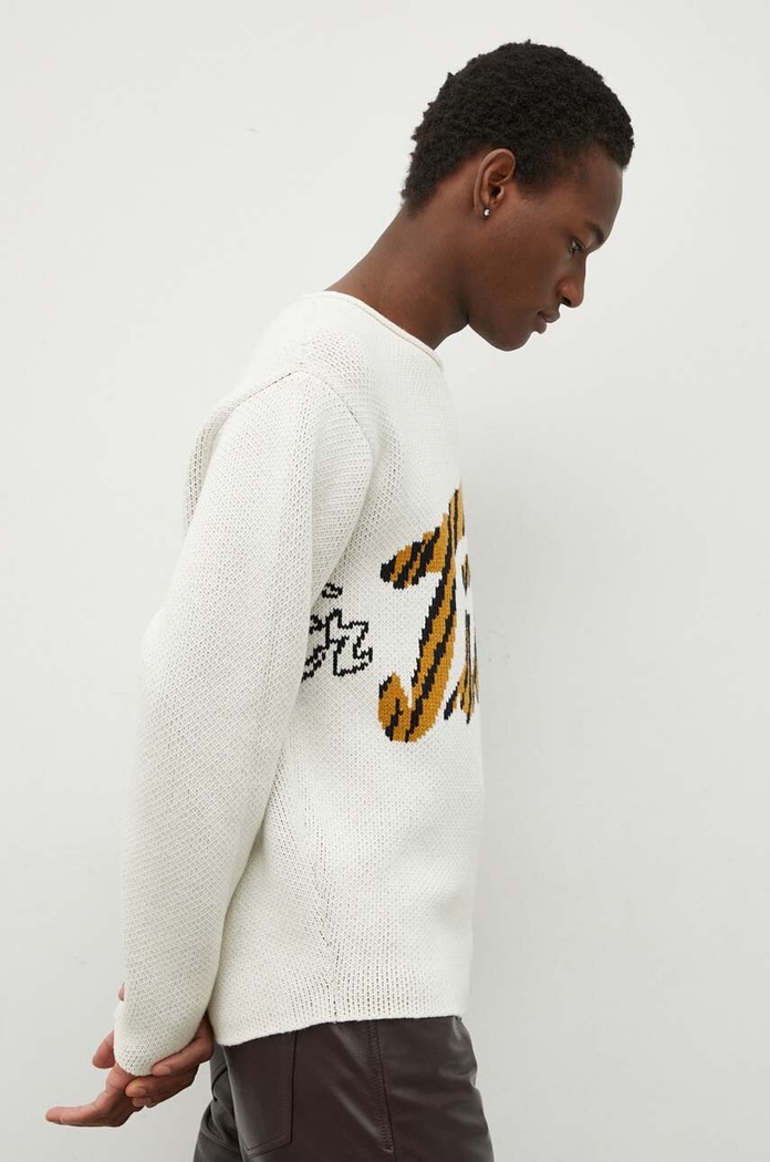 Tiger Of Sweden sweter z domieszką wełny Bobi beżowy T70504019