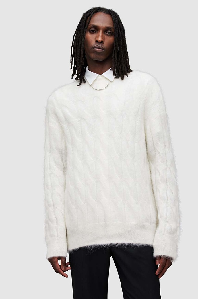 AllSaints pulover de lana Kosmic grosime medie bej MK110Z