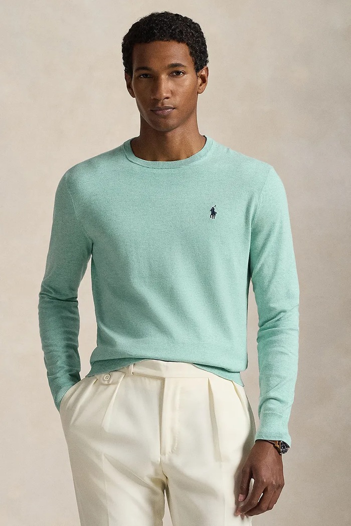 Bavlnený sveter Polo Ralph Lauren bavlna tyrkysová 710890558