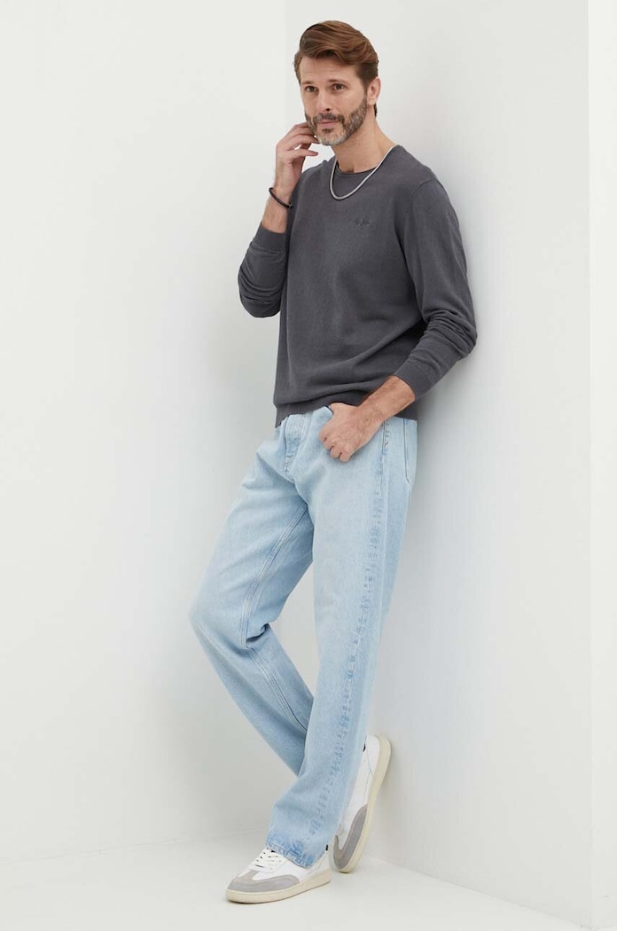 Lněný svetr Pepe Jeans MILLER PM702422 šedá SS24