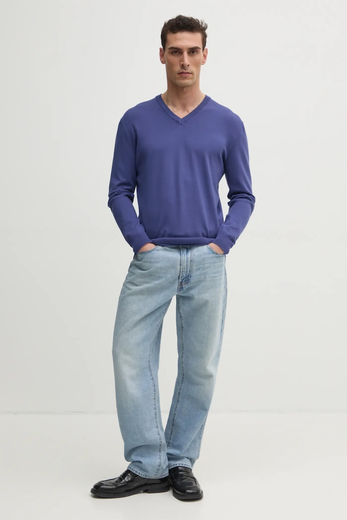 United Colors of Benetton sweter męski bawełniany 1098U4486 granatowy SS26