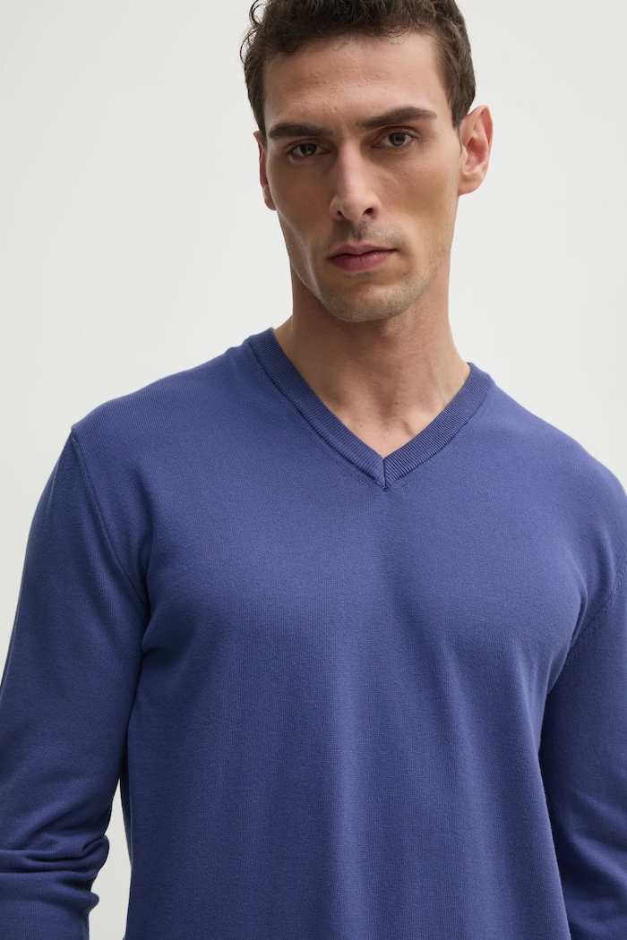 United Colors of Benetton sweter męski bawełniany granatowy 1098U4486