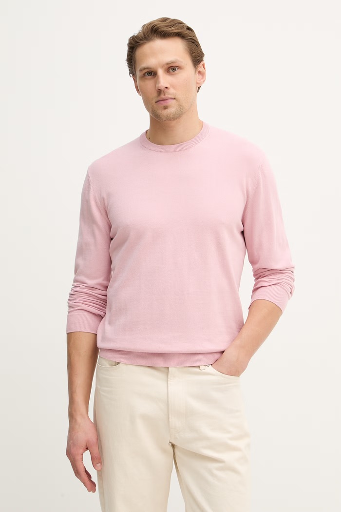 United Colors of Benetton pulover moški bombažen roza 1098U1I76