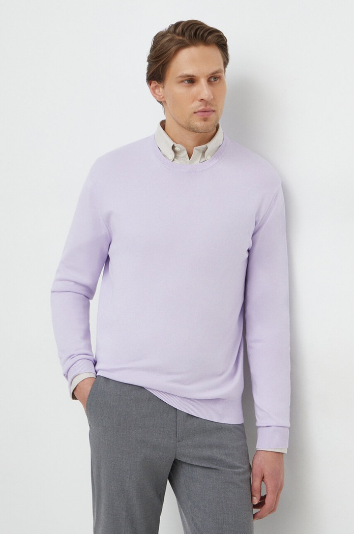 United Colors of Benetton sweter męski bawełniany bawełna fioletowy 1098U1I76