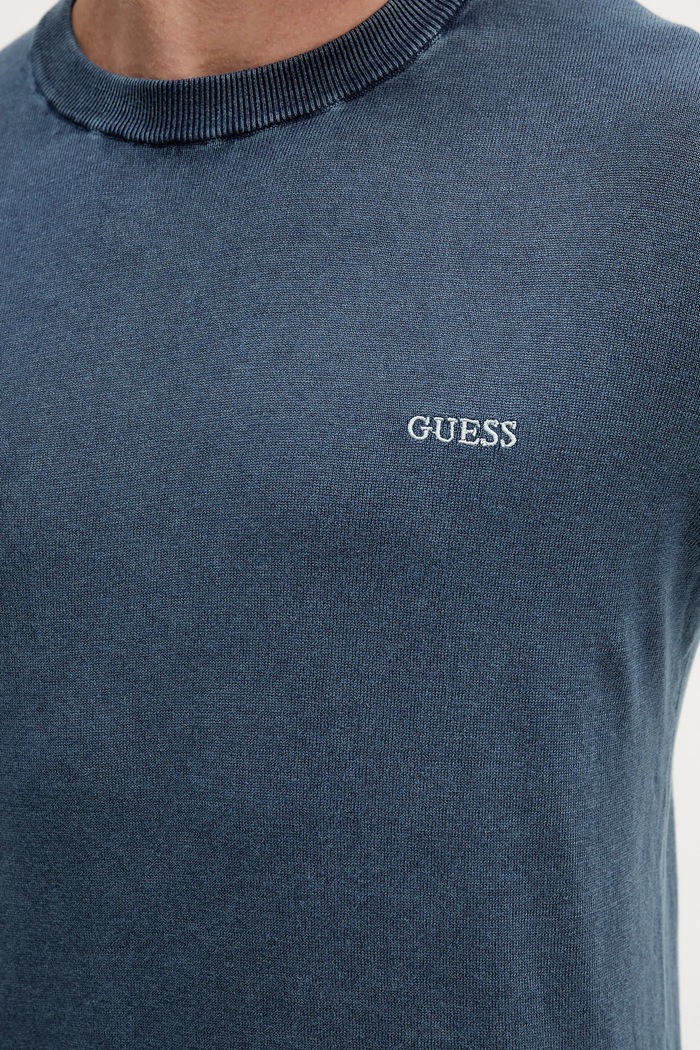 Guess sweter z domieszką jedwabiu CHESLEY granatowy M4GR06.Z3DN1