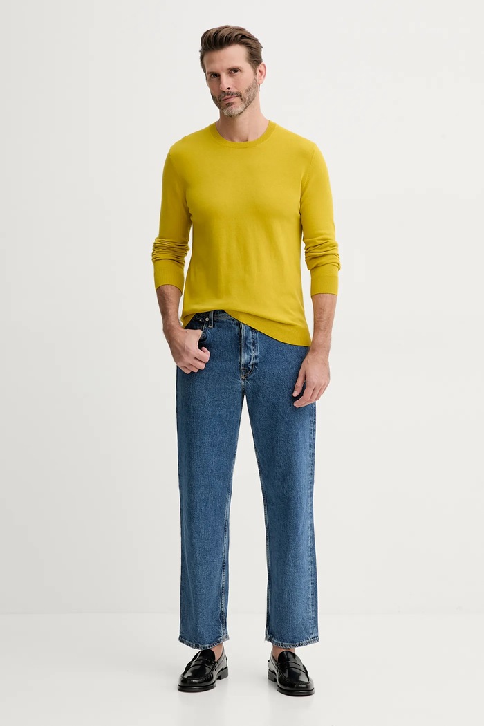 Sisley sweter męski z bawełną 10F2S1C78 żółty SS26
