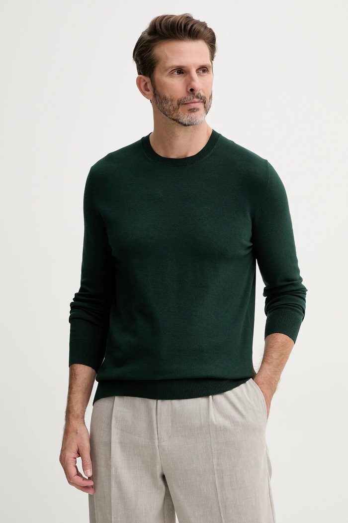 Sisley sweter męski z bawełną zielony 10F2S1C78