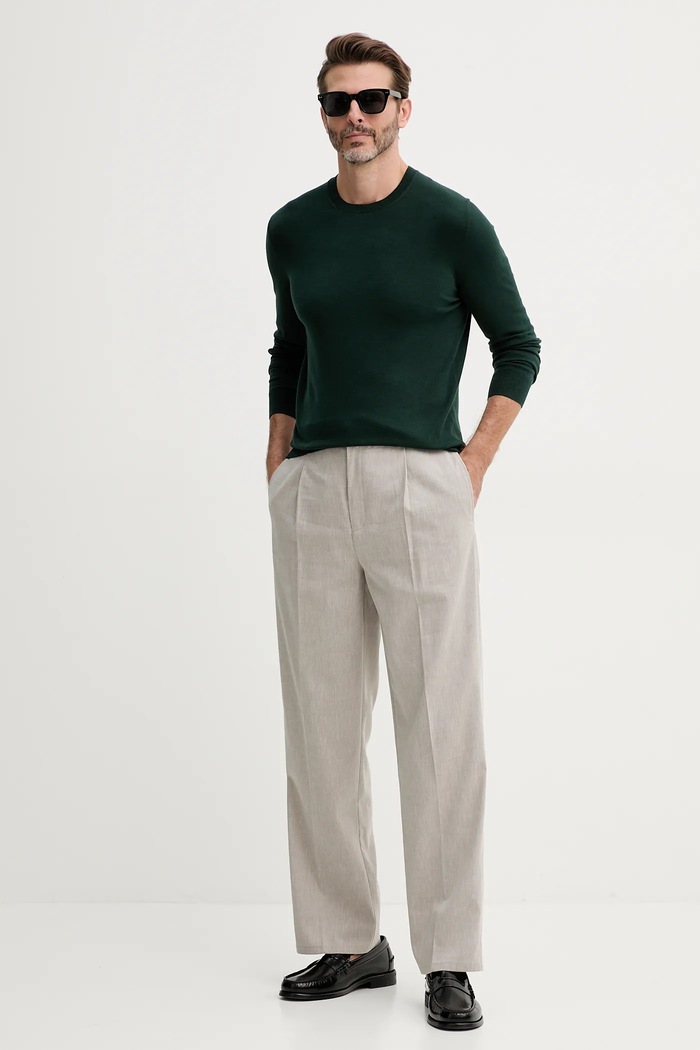 Sisley sweter męski z bawełną 10F2S1C78 zielony SS26