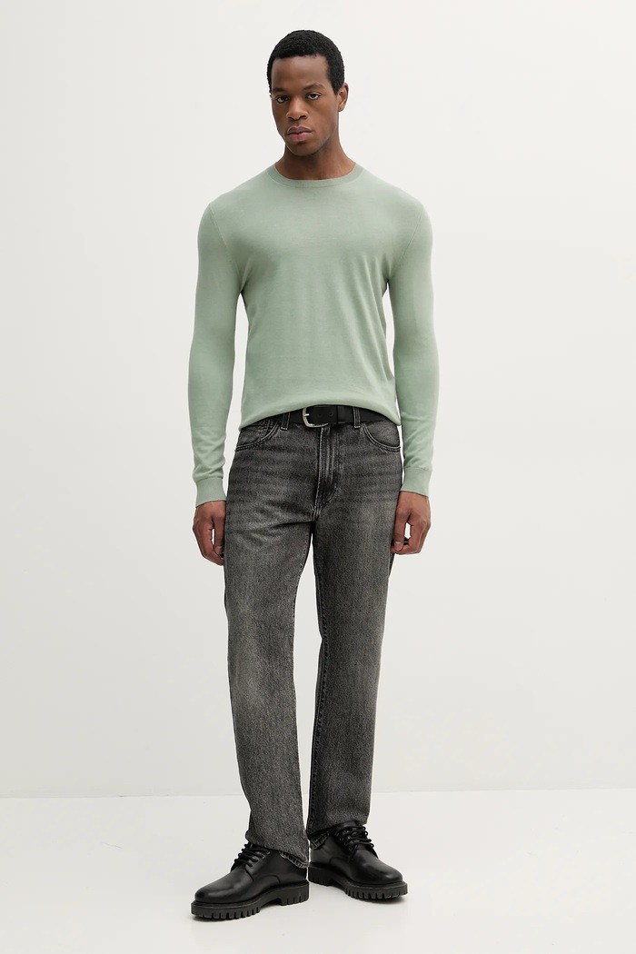 Sisley pulover bărbați cu bumbac verde 10F2S1C78