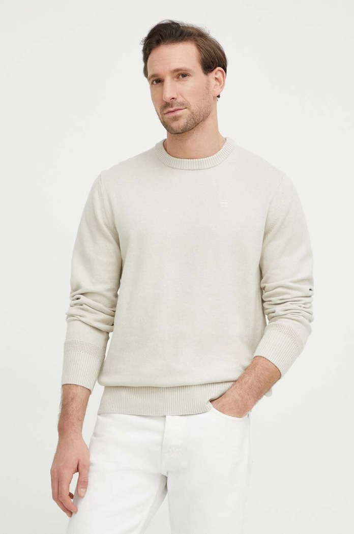G-Star sweter z domieszką wełny okrągły beżowy D21931.D563