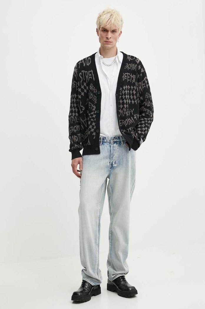 KSUBI kardigan bawełniany heroism cardigan MPS24KW005 czarny SS24