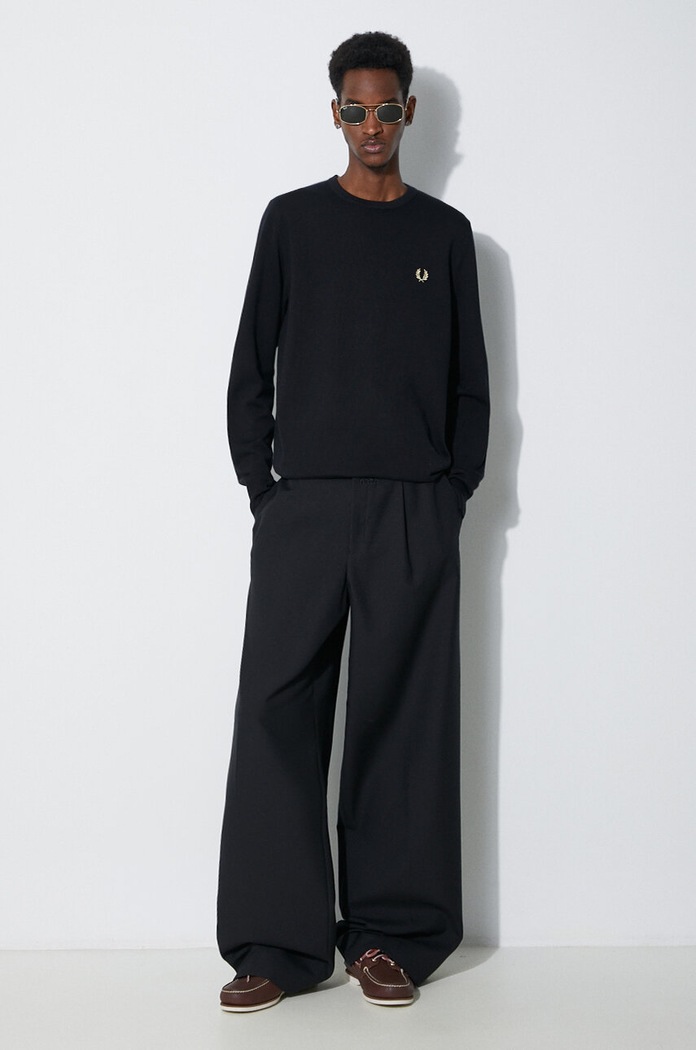 Fred Perry maglione in lana Classic Crew Neck Jumper K9601.198 nero AA00