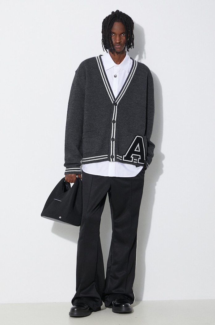 Vlnený kardigán AMBUSH A Patch Knit Cardigan BMHB003S24KNI0010710 sivá SS24