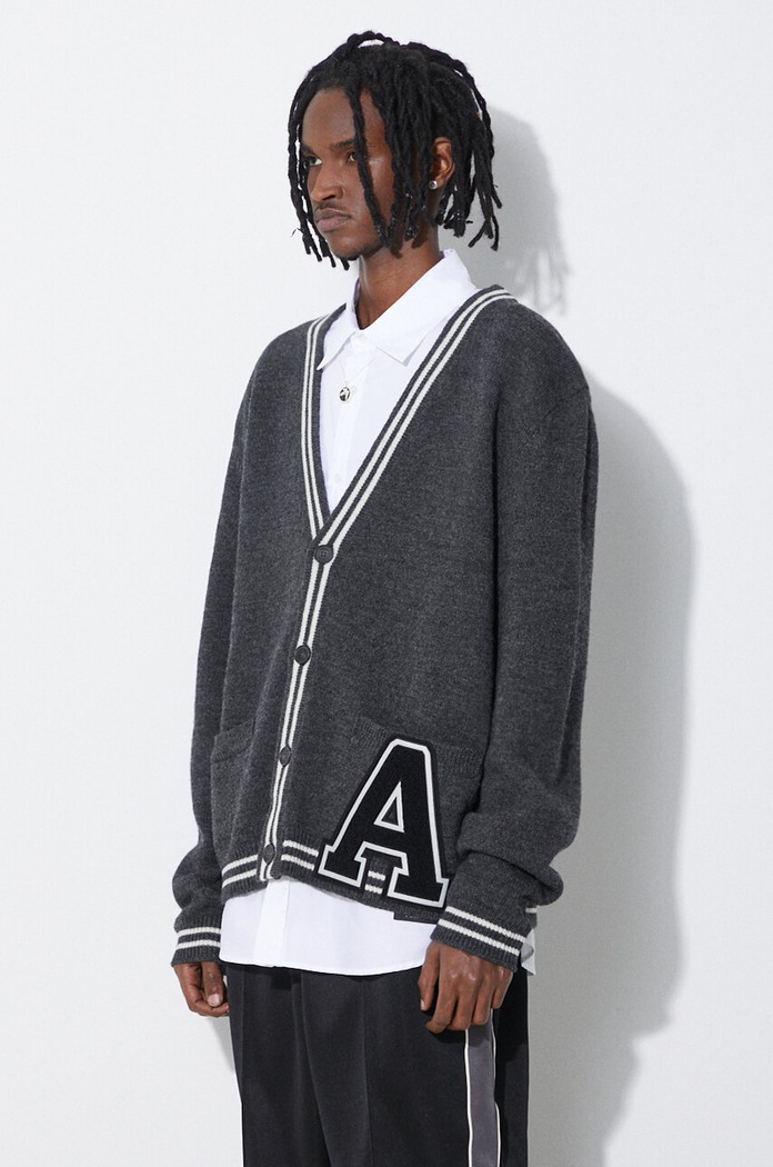 Vlnený kardigán AMBUSH A Patch Knit Cardigan sivá BMHB003S24KNI0010710