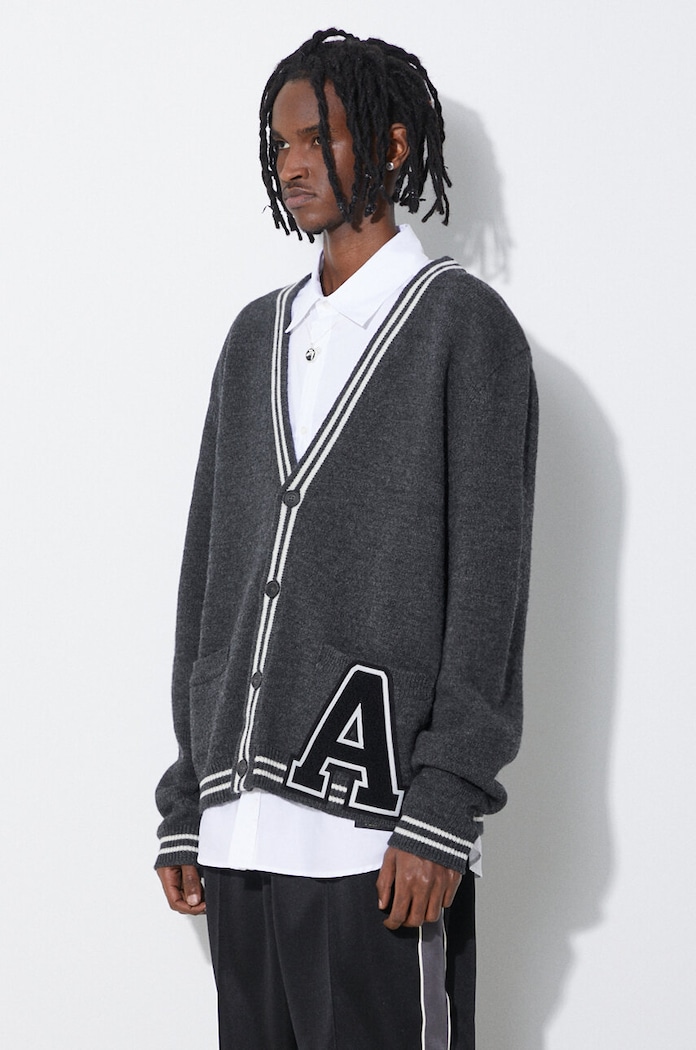 Vlnený kardigán AMBUSH A Patch Knit Cardigan sivá BMHB003S24KNI0010710