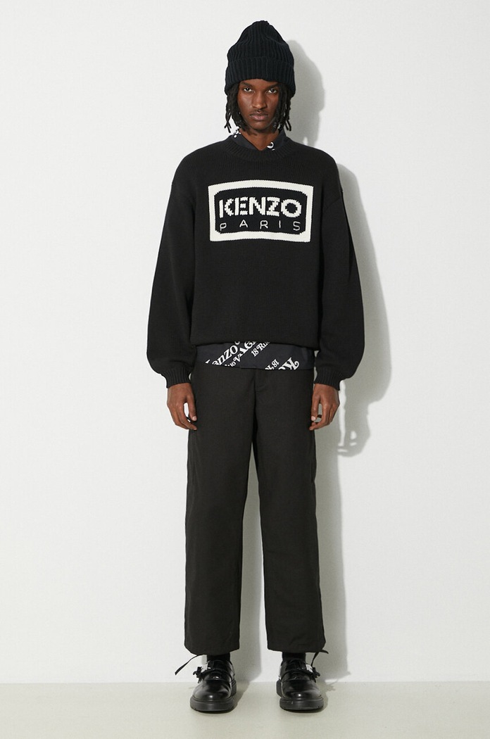 Kenzo wool blend jumper Bicolor Kenzo Paris Jumper FD55PU3833LA.99 black SS24