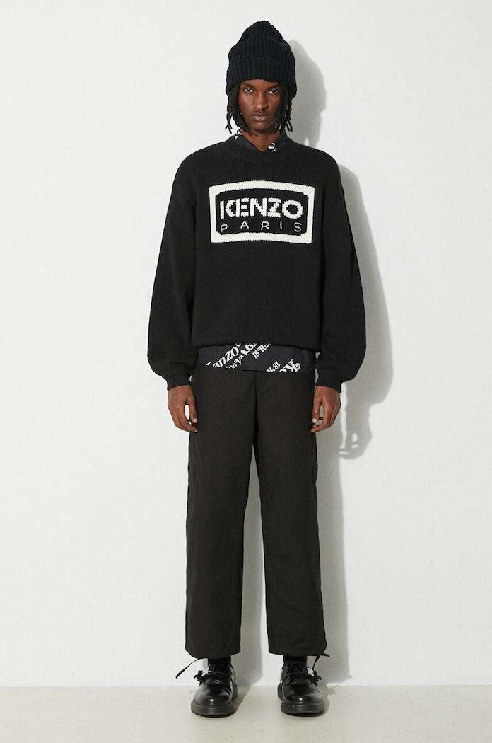 Kenzo wool blend jumper Bicolor Kenzo Paris Jumper FD55PU3833LA.99 black SS24