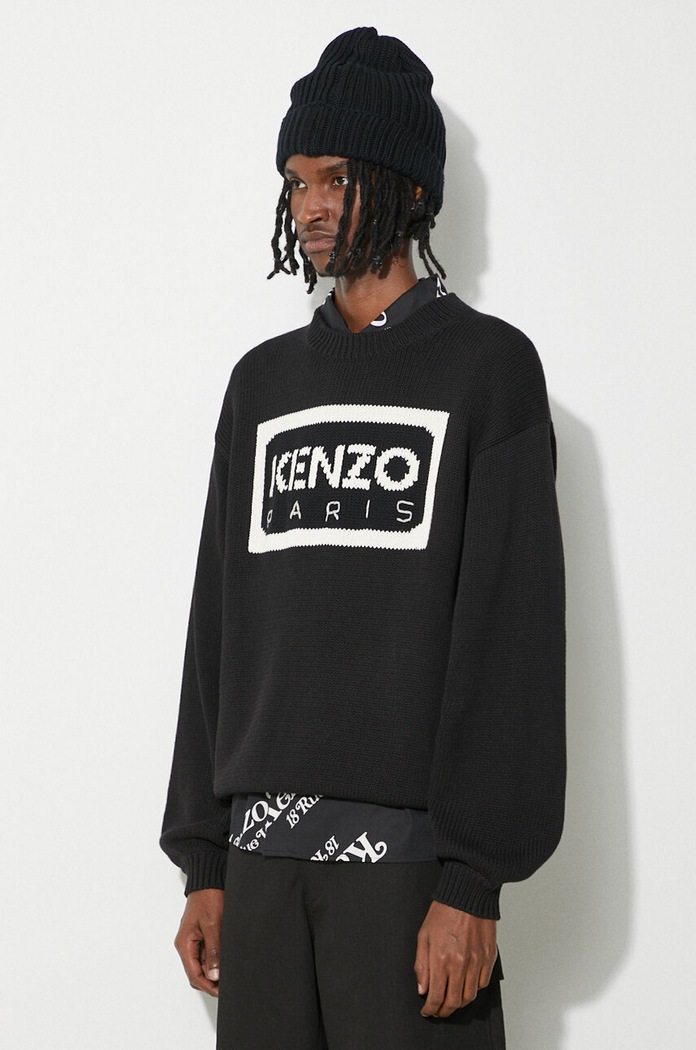 Kenzo wool blend jumper Bicolor Kenzo Paris Jumper black FD55PU3833LA.99