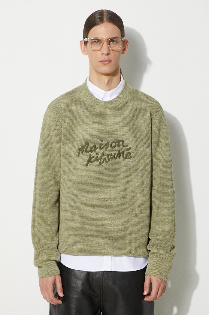 Maison Kitsuné cotton jumper Handwriting Comfort Jumper cotton green MM00807KT1108