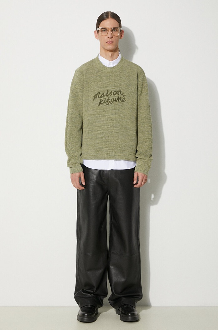 Maison Kitsuné cotton jumper Handwriting Comfort Jumper MM00807KT1108 green SS24