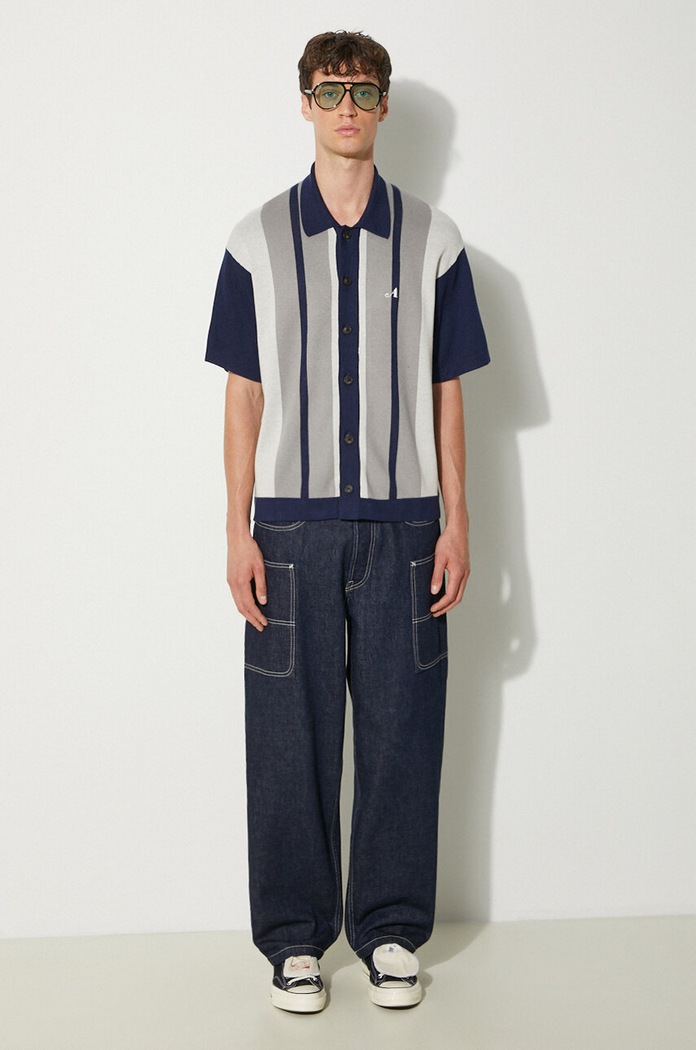 Awake NY cardigan Knit Camp Collar SP24.KN005 gri SS24