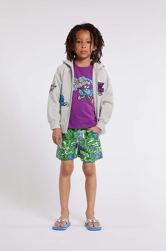 Kenzo Kids szorty bawełniane dziecięce wzorzyste turkusowy K60320.