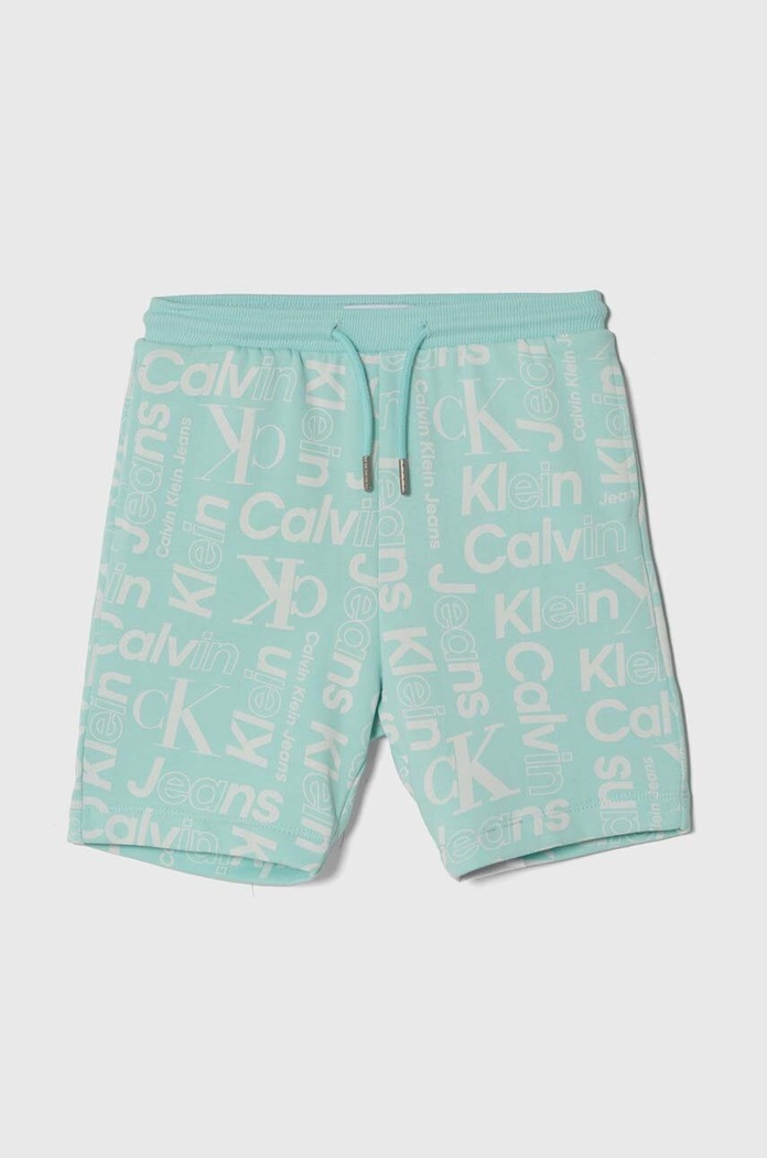 Calvin Klein Jeans szorty bawełniane dziecięce wzorzyste turkusowy IB0IB02105.PPYH