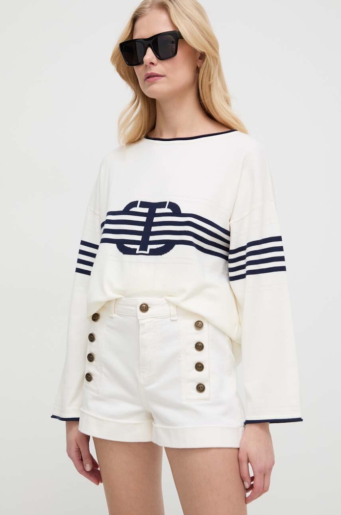 Twinset szorty z elastanem biały 241TP2645