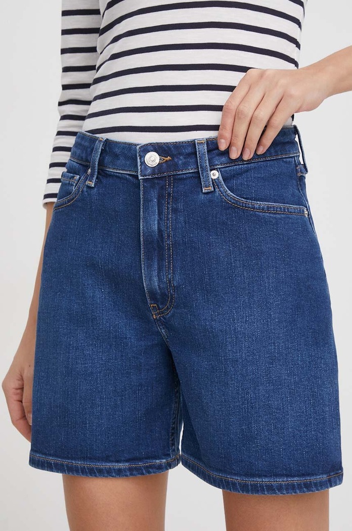Džínové šortky Tommy Hilfiger high námořnická modř WW0WW41320