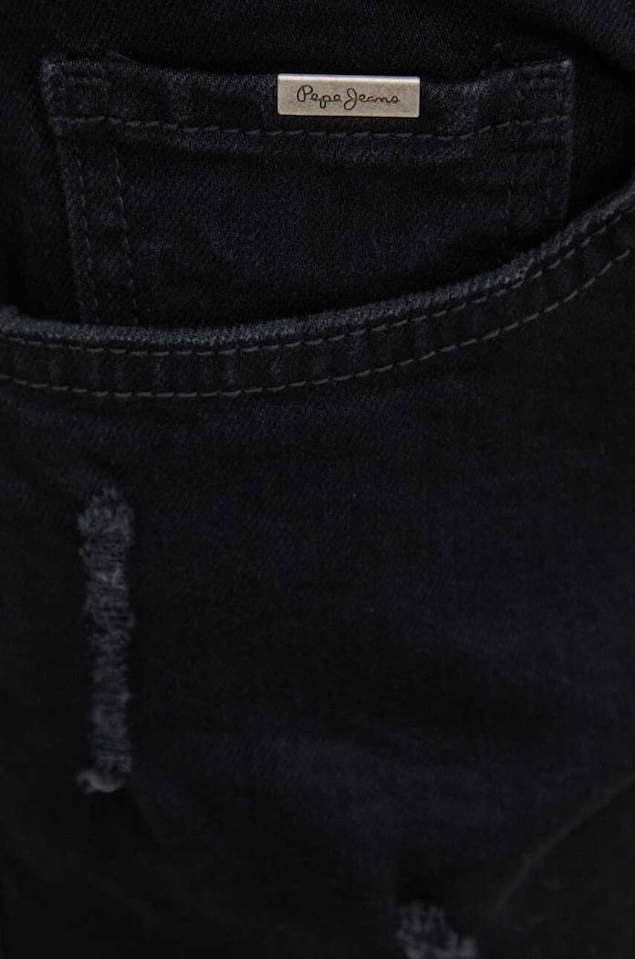 Pepe Jeans szorty jeansowe STRAIGHT SHORT HW czarny PL801108XG8