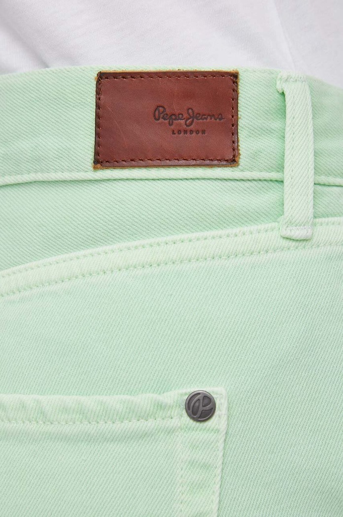 Džínové šortky Pepe Jeans STRAIGHT SHORT HW zelená PL801108YH1