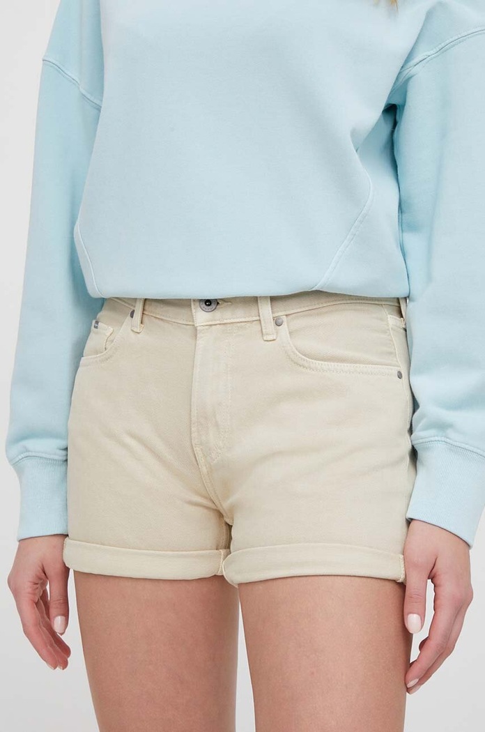 Traper kratke hlače Pepe Jeans STRAIGHT SHORT HW bez uzorka bež PL801108YH1