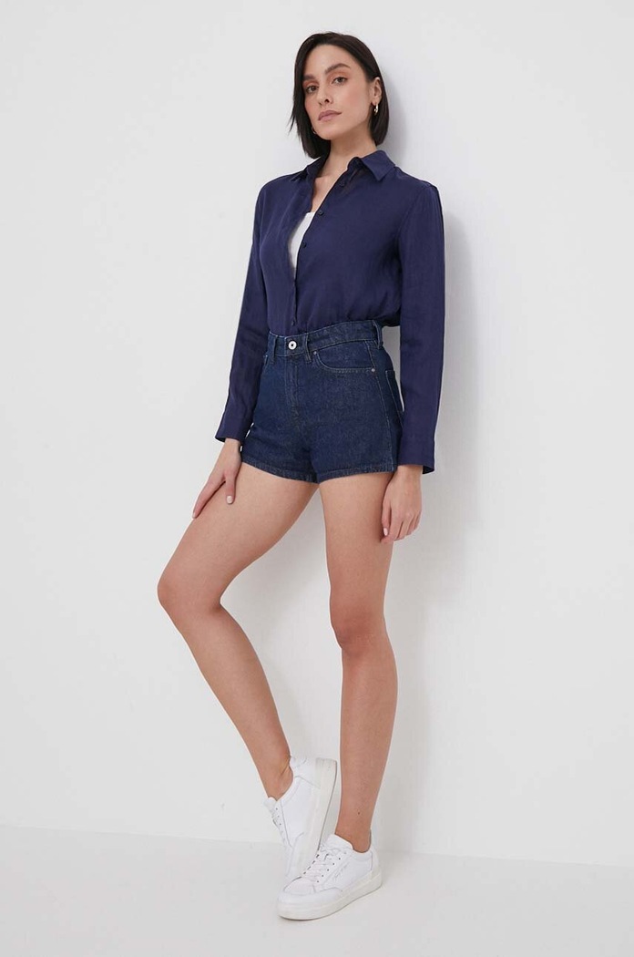 Дънков къс панталон Pepe Jeans A-LINE SHORT HW PL801111CT8 тъмносин SS24