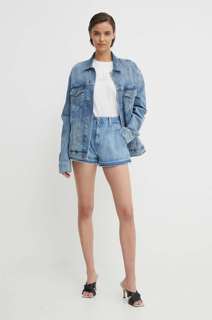 Traper kratke hlače Pepe Jeans A-LINE SHORT UHW SKY PL801114 plava SS24