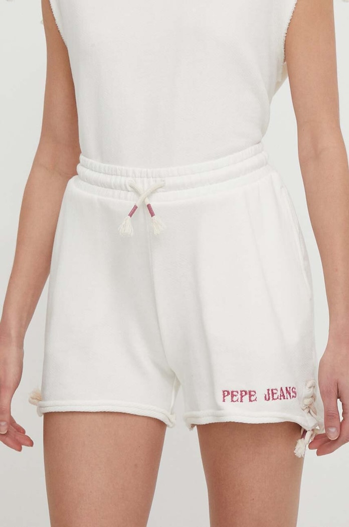 Памучен къс панталон Pepe Jeans Kendall SHORTS памук бежов PL801126