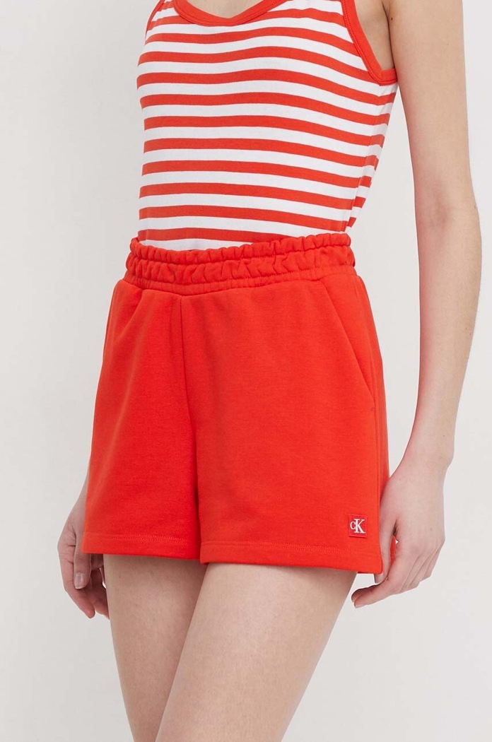 Kraťasy Calvin Klein Jeans high oranžová J20J223418