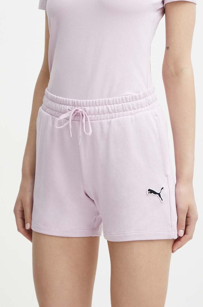 Pamučne kratke hlače Puma BETTER ESSENTIALS bez uzorka roza 680974
