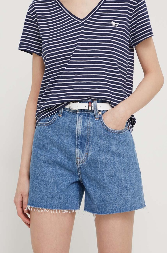 Tommy Jeans szorty jeansowe bawełna niebieski DW0DW17646