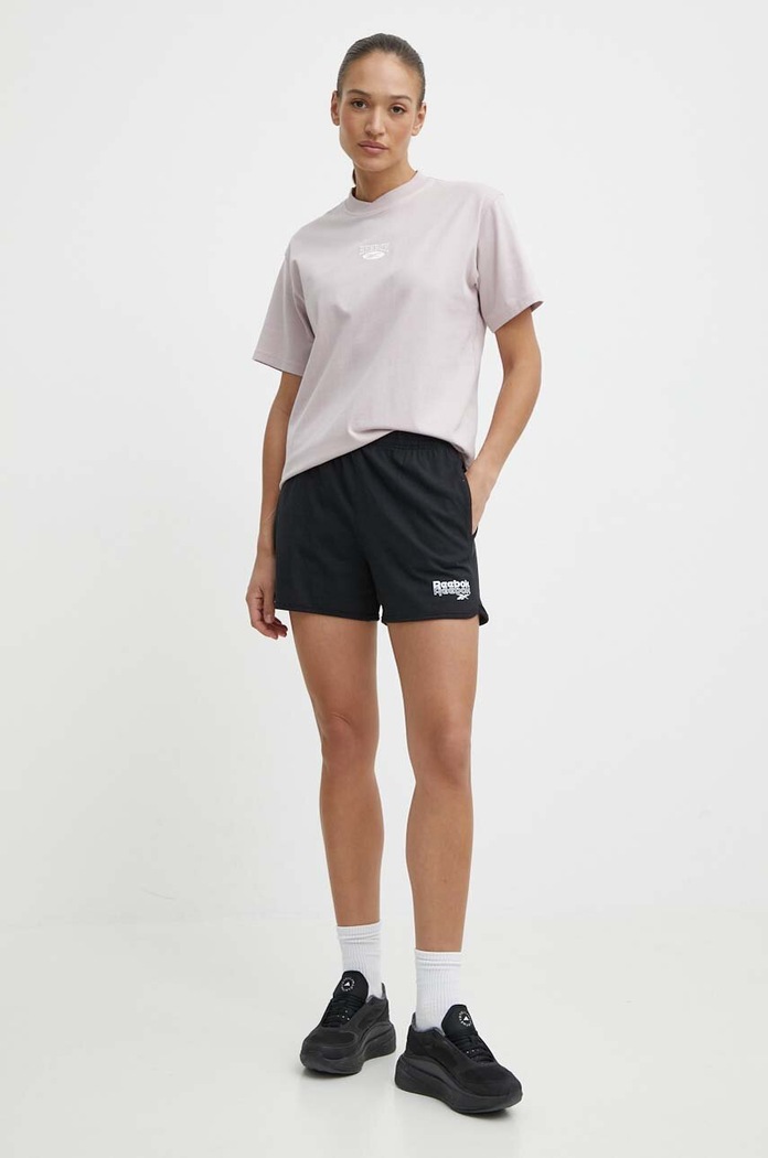 Pamučne kratke hlače Reebok 100075406 crna SS24