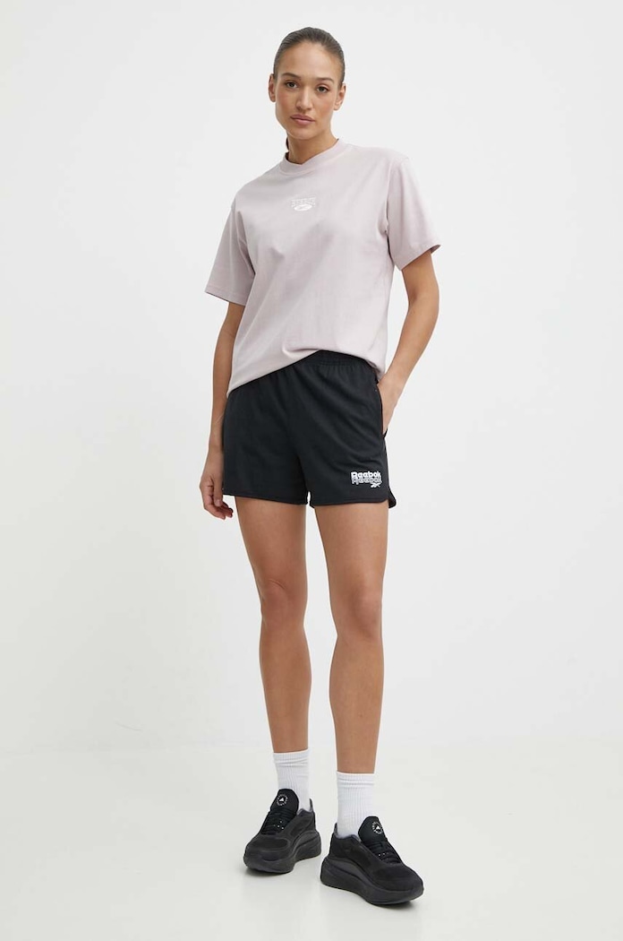Pamučne kratke hlače Reebok 100075406 crna SS24
