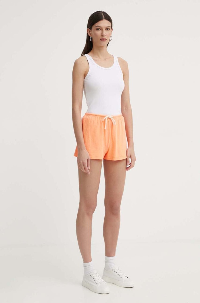 Λινό σορτς American Vintage SHORT COURTSHORT COURT LOP09AE24 πορτοκαλί SS24