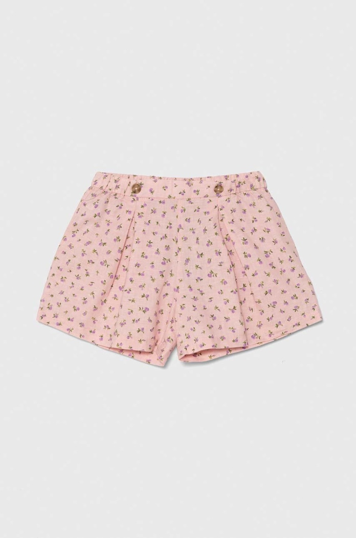 Detské ľanové šortky United Colors of Benetton ľan ružová 4YP7G901K.P.Seasonal