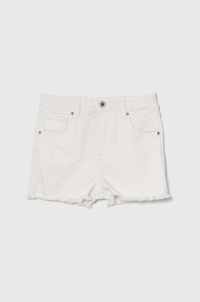 Detské rifľové krátke nohavice Pepe Jeans A-LINE SHORT HW JR rifľovina biela PG800861TR1