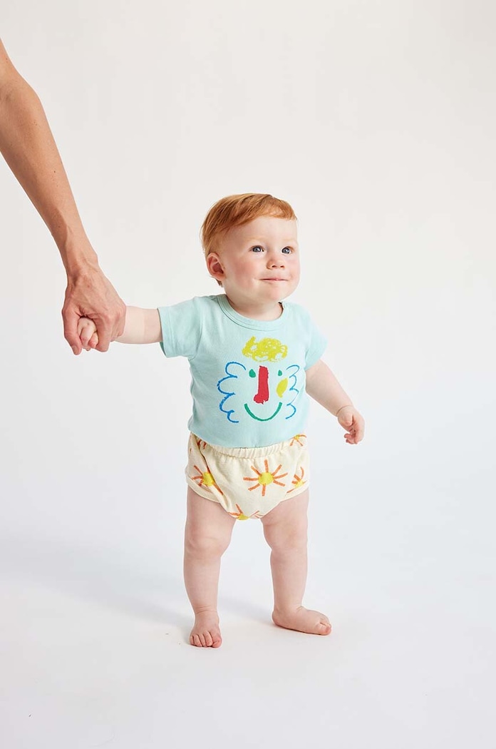 Bobo Choses pantaloni scurți din bumbac pentru bebeluși casual bej 124AB069