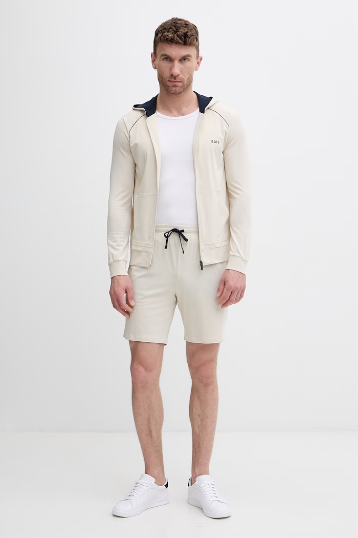 BOSS pantaloni scurți loungewear pentru bărbați, din bumbac cu elastan Mix&Match Short CW 50515314 bej SS26
