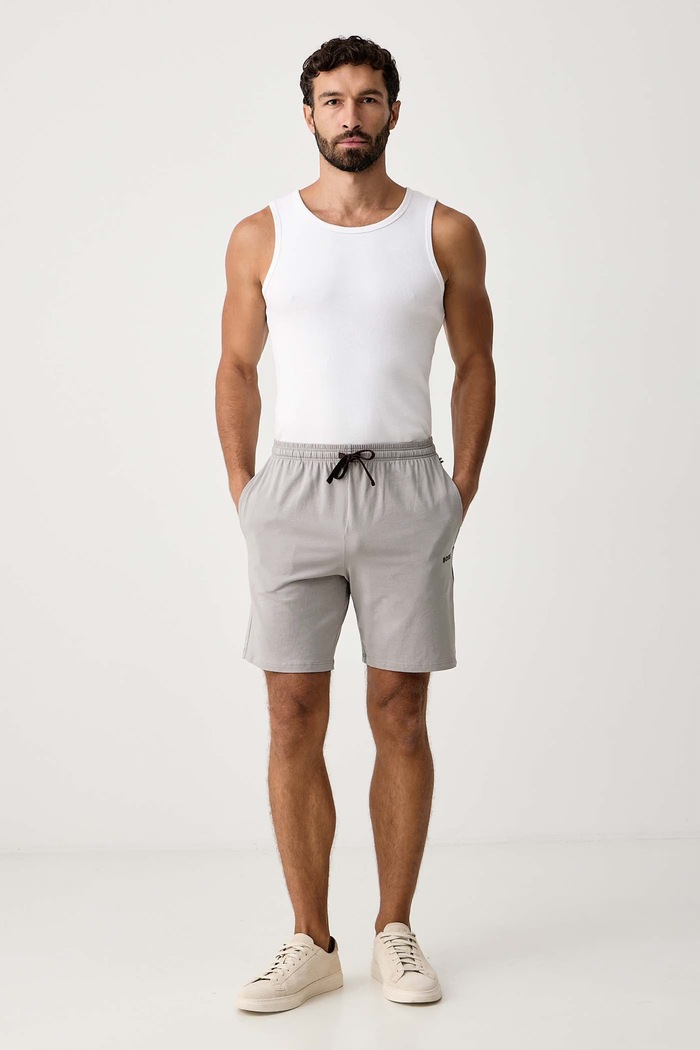 BOSS Домашен къс панталон мъжки от памук с еластан Mix&Match Short CW 50515314 бежов SS26