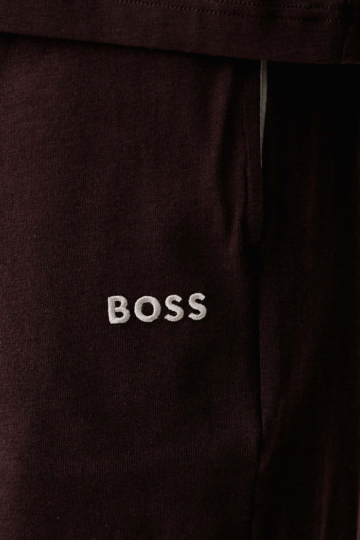 Домашен къс панталон мъжки от памук с еластан Mix&Match Short CW BOSS 50515314 кафяв